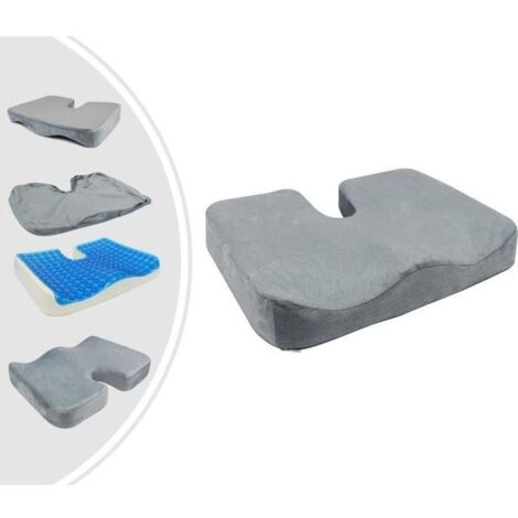 Coussin de Siège Orthopédique avec Gel, Coussin Coccyx avec une Épaisseur en Gel, Gris, Dimensions: 45 x 35 x 7 cm (1/4)