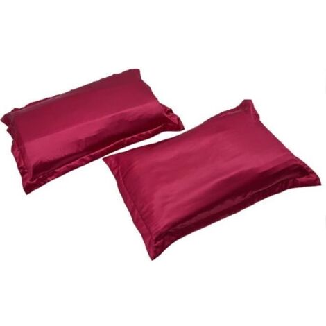 Taie d\'oreiller - SODIAL - Lot de 2 - Satin - 48 x 74 cm - Vin rouge (1/4)