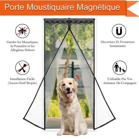 AST Rideau de Porte magnétique/Moustiquaire porte Magnétique pour portes fenêtres Anti Moustiques Mouches Noir 21090cm (1/4)
