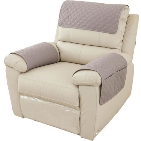 Housse de Fauteuil 1 Place - MARQUE - Réversible - Imperméable - Polyester - Gris clair (1/4)