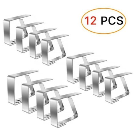 12pcs Pinces à Nappe Clip Nappe en Acier Inoxydable Anti-Glissant Windproof pour Table Exterieur Argent 4x5cm 3cm Épaisseur (1/4)