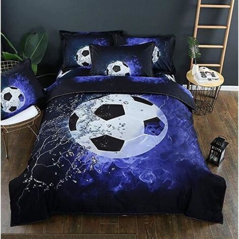 Housse de Couette et Taie d\'oreiller Parure de lit 3D Football Impression Enfant Garçon Les jeunes 200x200cm (1/4)
