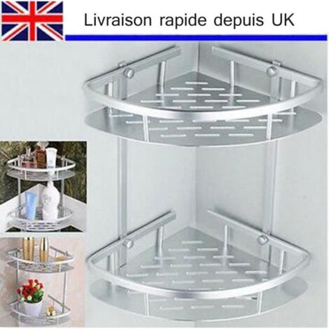 Étagères Panier de Rangement - Aluminium - Coin Douche Organiseur - 36 22 30CM (1/4)