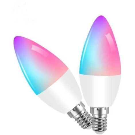 LY22530-Wolka 2 Pack Ampoule LED Intelligente WiFi Smart Ampoule Connectée Multicolore RGB E14 4.5W 320LM Smartphone Contrôle à D