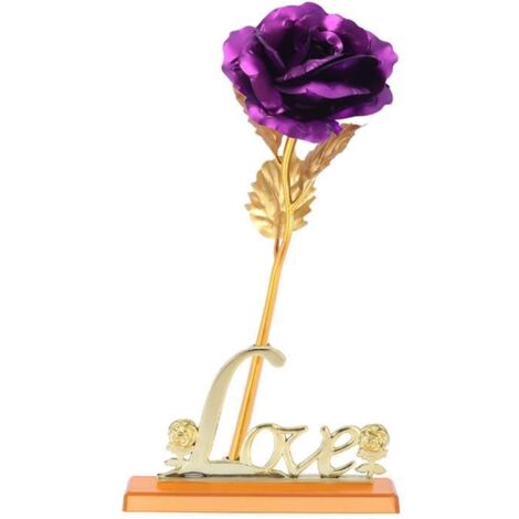 24K Rose, Rose Eternelle Fleur de Rose Artificielle avec Boîte et Support Cadeau pour Saint Valentin DQFRANCE (1/4)