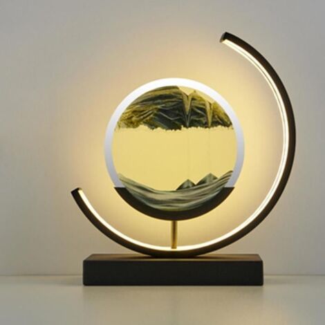 Sablier 3D Objet Decoratif en verre avec cadre rond en mouvement- Décoration d’intérieur cadeau d\'anniversaire- noir 7 pouces (1/4)