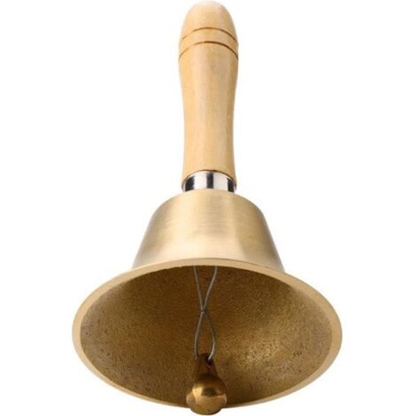 Cloche de table, 8cm clochette à main multifonctionnelle avec poignée en bois Instrument de musique (1/4)