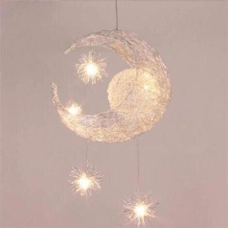 UNI Suspension Décorative Lune et Étoiles Lustre Lampe Aluminium pour Chambre Bébé Enfant (1/4)