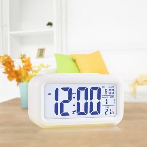 Réveil - Blanc - Smart Thermomètre - Écran LCD - Alarme - Fonction Snooze (1/4)