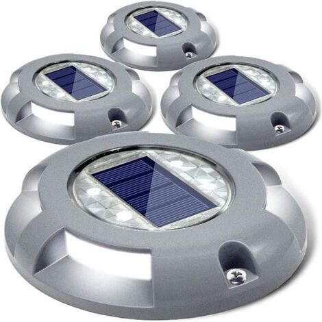 Lampe Solaire Jardin,4pcs 4 LED Étanche IP65 Balise Chemin Pave Solaire Éclairage Bord de Piscine Bassin Encastrable Sol Clôture (1/4)