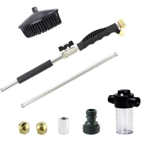 Lance à eau haute pression pour tuyau d\'arrosage - nettoyage puissant - lavage de voiture - avec 2 buses - Noir