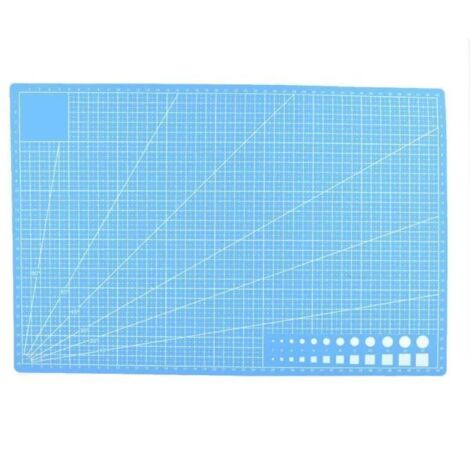 XUY A3 Tapis de Coupe de Lignes de Quadrillage en PVC Planche à Découper en Tissu de Cuir(Bleu) (1/4)
