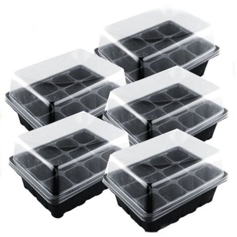 Ensemble Pot de Pépinière À 12 Cellules - SODIAL - Noir - Rectangulaire - Plastique (1/4)