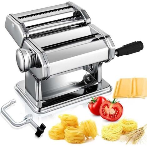 Machine à Pâtes Manuelles en Acier Inoxydable pour Faire Tagliatelle Spaghettis Lasagnes Ravioles 7 échelles (1/4)