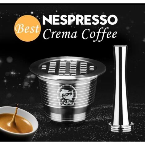 iCafilas Inoxydable En Métal Réutilisable Nespresso Capsule avec Presse Marc de Café Sabotage Inoxydable cafetiere expresso Panier (1/4)