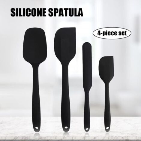 Noir -4 pcs spatules en silicone de qualité alimentaire, résistante à la chaleur et antiadhésive, sans BPA, ustensiles de cuisine (1/4)