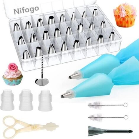 Douille Patisserie Poche à Douille Patisserie 34 Pièces Acier Inoxydable DIY Kits pour Décoration de Gâteaux (1/4)