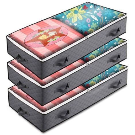 6PCS Sac de Rangement Sous Lit, 75L Grande Capacité Sac à Vêtements Pliable Housse de Rangement pliable Poignée (100x50x15cm,Gris) (1/5)