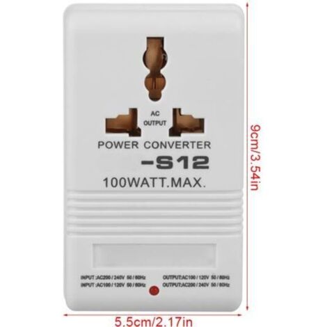 Transformateur de tension 100W 110V - 120V à 220V - 240V (fiche standard CN) HB057 (1/4)