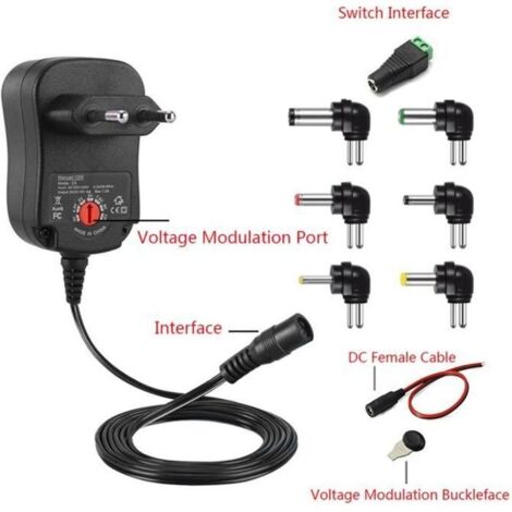 12W AC/DC Convertisseur de transformateur d\'adaptateur d\'alimentation d\'énergie 6 prise 12W LED de l\'électronique 3V à 12V (1/4)