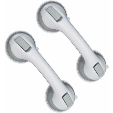 Poigne ventouse lot de 2 barre dappui pour douche et baignoire support jusqu 25 kg blancgris couleurs multiples YYV (1/4)
