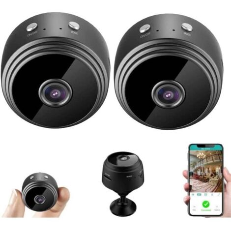 Lot de 2 caméras de sécurité WiFi HD 1080p sans fil avec vision nocturne, détection de mouvement, petite caméra vidéo sans [196]