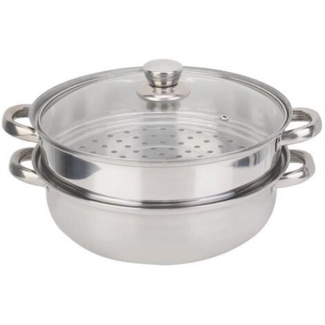 Fafeicy Casserole À Vapeur 2 Niveaux Cuiseur en Acier Inoxydable Casserole De Cuisson Ustensiles De Cuisine À Double Usage LS008 (1/4)