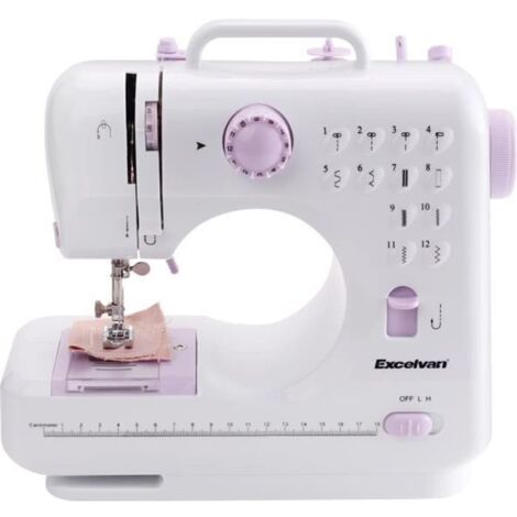 Machine à Coudre Couture Double Vitesse Portable Multifonction - Blanc - 12 Points - Automatique
