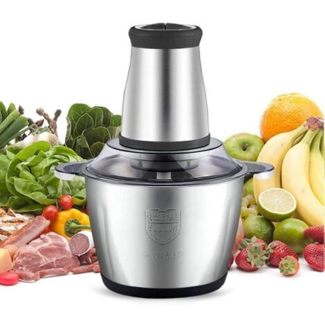 Hachoir à Viande Électrique - INOX - 300W - 2 niveaux de vitesse - Bol 2L - Système à 4 couteaux (1/4)
