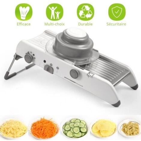 Mandoline Légumes Réglable Multifonctions Ustensile de Cuisine en Acier Inoxydable de avec Pied Antidérapant Pliable,Machine à (1/4)