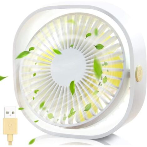 Ventilateur de bureau USB Mini ventilateur silencieux rotatif à 360°3 vitesses avec câble USB pourmaison, bureau, bibliothèque (1/4)