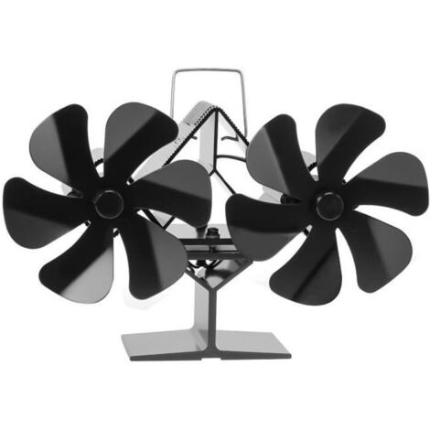 Ventilateur poele à bois à 12 pales pour la combustion de bûches ventilateur de cheminée silencieux à économie d\'énergie Noir (1/4)