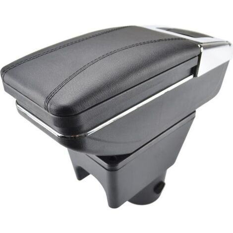 Accoudoir De Console Centrale En Cuir Noir avec couvercle glissé Spécifique pour Renault Duster I 2010-2015(avec coutures noires)