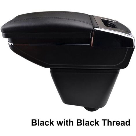 Accoudoir De Console Centrale En Cuir Noir avec couvercle glissé Spécifique pour Renault Captur 2013-2017(avec coutures noires)