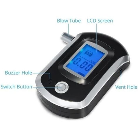 Alpexe® Éthylotest portable, léger - Éthylomètre écran LCD Alcootest Électronique Portatif Capteur semi-conducteur (20 Embouts i (1/3)