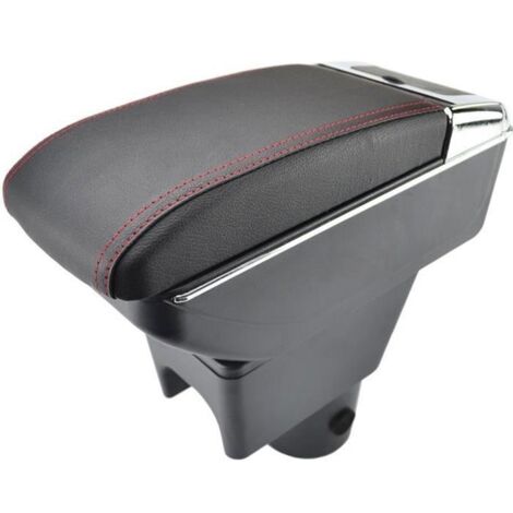 Accoudoir De Console Centrale En Cuir Noir avec double couches Spécifique pour Renault Dacia Duster 2010-2015(avec coutures rouges) (1/4)