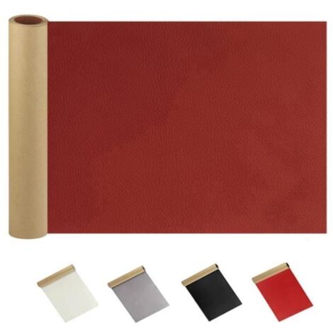 Patch de Réparation en Cuir 50 x 137cm,PU Patch Simili Cuir Autocollant Adhesif Reparation Cuir Pour Canapés,Sacs à Main(Vin rouge)