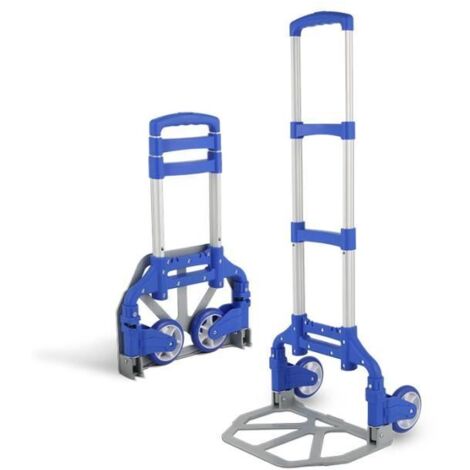 Chariot de Transport Pliable en Aluminium Charge 175lbs,Diable Pliable- Chariot Pliable pour Bagages, Voyage, Shopping, (Bleu) (1/4)