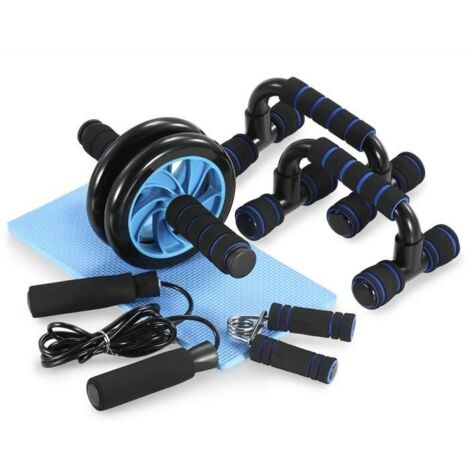 Appareils de Fitness 5 en 1 Roue Abdominale + Poignée de Pompe + Corde à Sauter + Pince à Main + Tapis pour Genou Kit Complet (1/4)