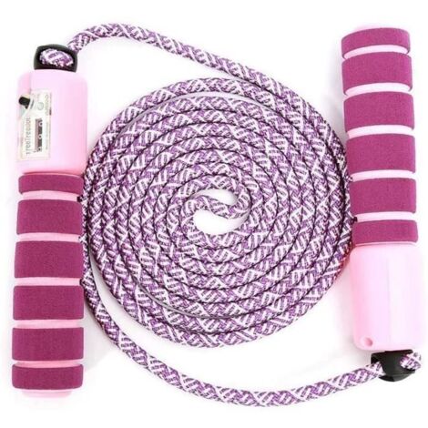 Cordes à Sauter - La Poignée Souple pour Enfant - Compteur intégré - Réglable - Violet (1/4)