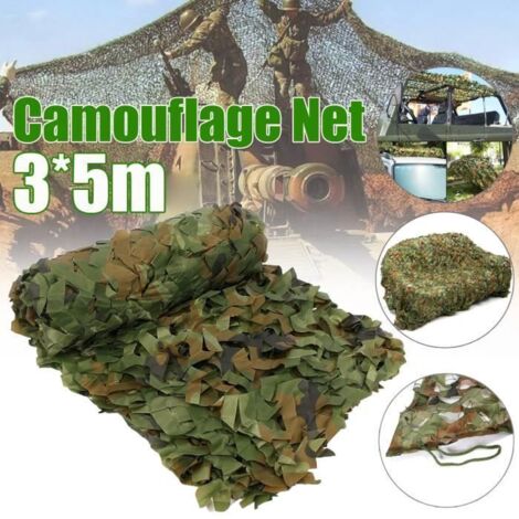 NEUFU Filet de Camouflage Jungle Militaire Woodlands Feuille Pour Chasse Camping 3X5M (1/4)