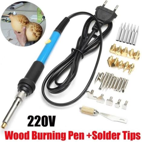 TEMPSA 35pcs 220V 60W Pyrogravure Bois Stylo Pyrograveur Fer à souder Panne Tête Rechange (1/3)