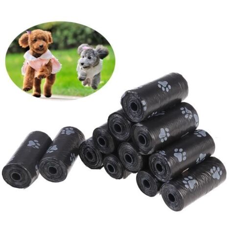 12 Rouleaux Sacs Degradable Chien Caca Sac à déchets pour animaux de compagnie (noir) (1/3)