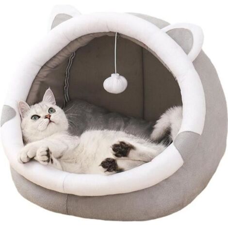 Panier Chat avec Coussin Amovible Lavable Maison de Chat Tente pour Chat Animal lit Doux pour Chat Maison Grotte Pliable(Gris M) (1/3)