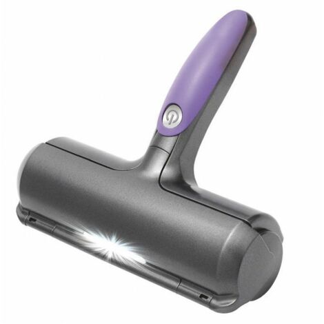 Brosse à poils d\'animaux - Fur Daddy - Violet et gris - Réutilisable - Éclairage LED - Système sonique (1/4)