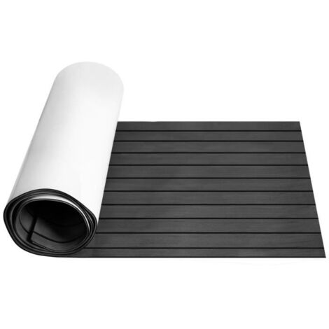 Lospitch Tapis de pont EVA Tapis de bateau en mousse Feuille de pont en teck Faux bateau 1X Stripes 2400x900x5mm Gris foncé