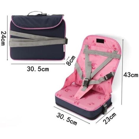 Portable Pliable Réhausseur Siège de Table Bébé Enfant Repas + 5-Point Harnais Sécurité Chaise Voyage ROSE