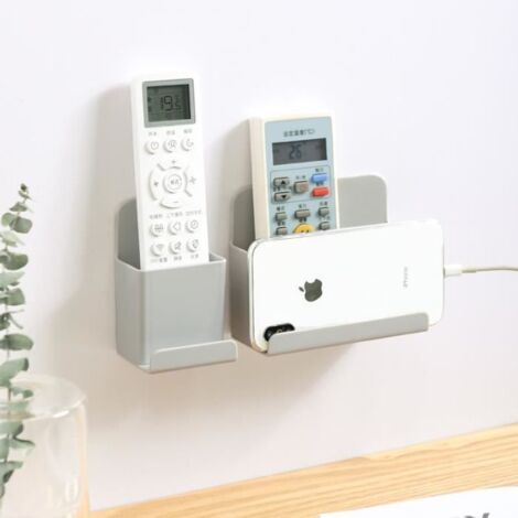 Boîte de rangement murale pour télécommande - Porte-Télécommande - Sans clous et sans trace - Gris (1/4)