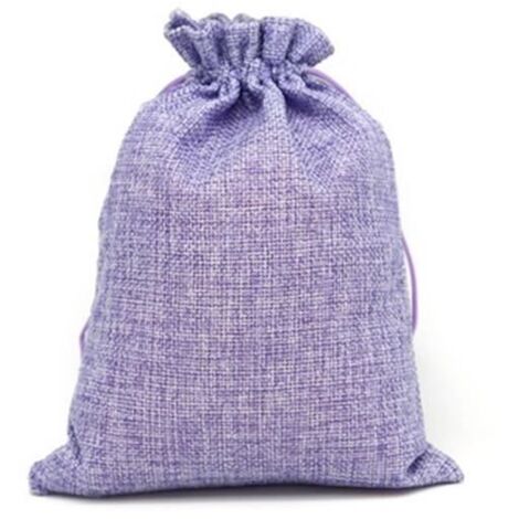 100pcs Pochettes Sachets en Lin Chanvre avec Cordon Rectangle pour Bijoux Cadeau Mariage 1014cm Violet (1/3)
