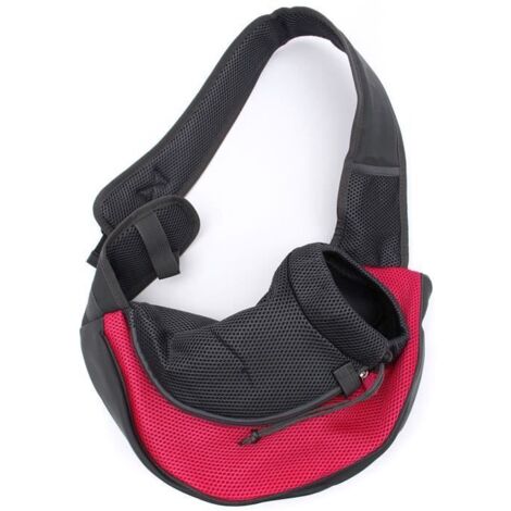 TEMPSA Sac de transport bandoulière avant pour petit chien chat voyage M Rouge (1/3)